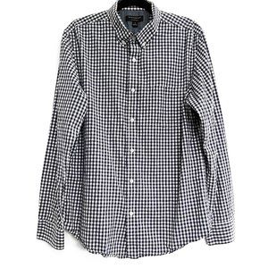 Banana Republic Soft Wash Tailored Slim Fit Navy Gingham Shirt